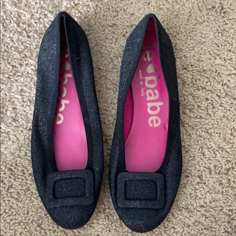 Le Babe Pewter black sparkle flats IT 39.5 US 9